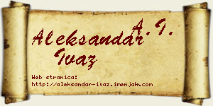 Aleksandar Ivaz vizit kartica
